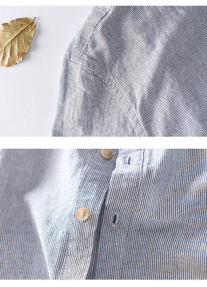 Now Available at Buy Center: Summer Cropped Sleeves Cotton Linen Linen Shirt For Men