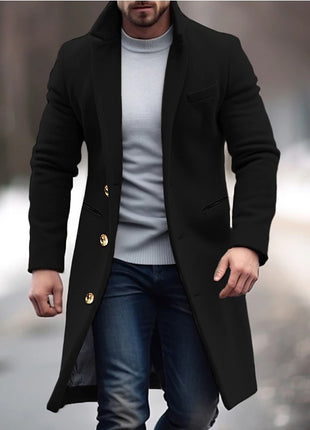 Woolen Coat Men's Mid-length Trench Coat Multi-color