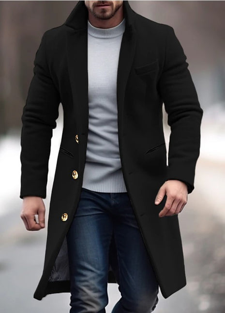 Woolen Coat Men's Mid-length Trench Coat Multi-color