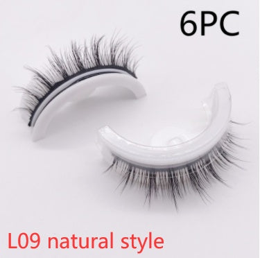 Buy Center Premium-Reusable 3D Mink Lashes Natural False Eyelashes Self Adhesive Fake Glue Free Makeup Eyelash Extension Silk L09 natural style Crystal box 6PCS