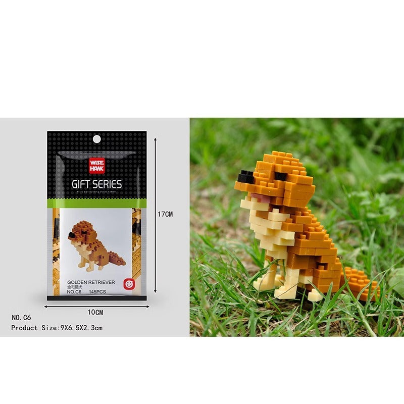 Newly Released at Buy Center: Simple Small Animal Building Block Puzzle Assembly Toy C6 Golden Retriever 145PCs