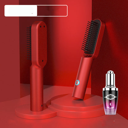 Fresh on the Scene at Buy Center: USB Portable Hot Air Comb Rechargable Professional Hair Dryer Brush 2 In1 Mini Hair Straightener Curler Brush Hair Styler Ferrari Red Suit USB 4000MAH battery