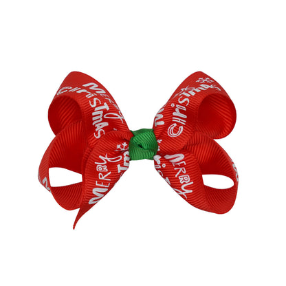 Santa Claus Printed Bow Barrettes European And American Buy Center