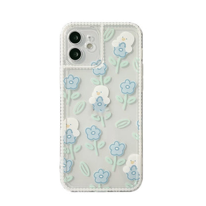 Now Available at Buy Center: Original Cartoon Mobile Phone Transparent Soft Shell Transparent Blue Flower Duck