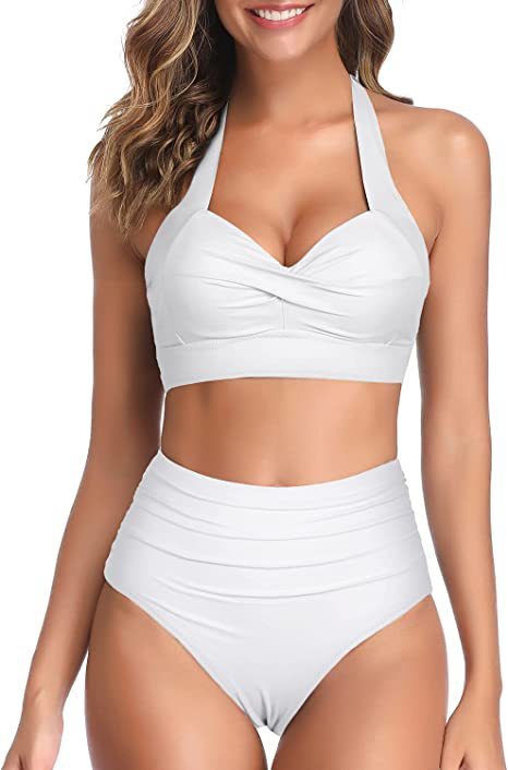 New Split Bow Bikini Seaside Vacation Swimwear White