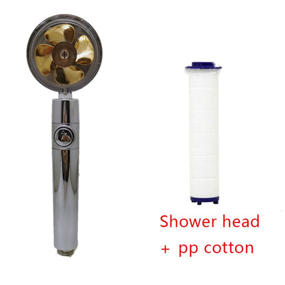 Shower Head Water Saving Flow 360 Degrees Rotating With Small Fan ABS Rain High Pressure Spray Nozzle Bathroom Accessories Set2