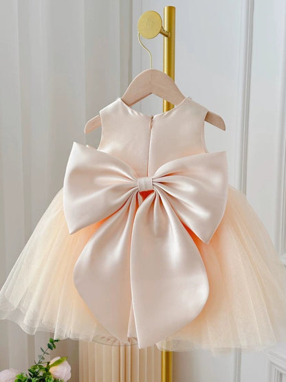 Fresh Arrivals at Buy Center: Children's Dress Girls' Summer Long-sleeve Coat Pettiskirt Champagne Big Bow High-waisted Gauzy