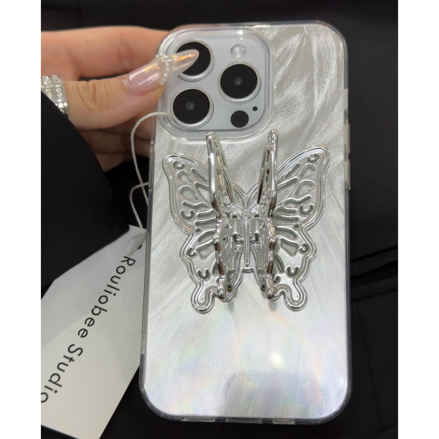 Just Arrived at Buy Center: Aurora Three-dimensional Butterfly Bracket Phone Case Butterfly Big Hole