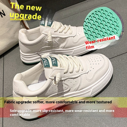 Hot New Items at Buy Center: Spring And Autumn Flat Platform White All-matching Casual Sports White Shoes Board Shoes White Green