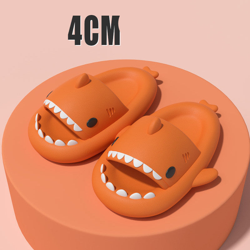 Adult's Slippers Indoor Outdoor Funny Shark Cartoon 4CM Thick Sole Orange