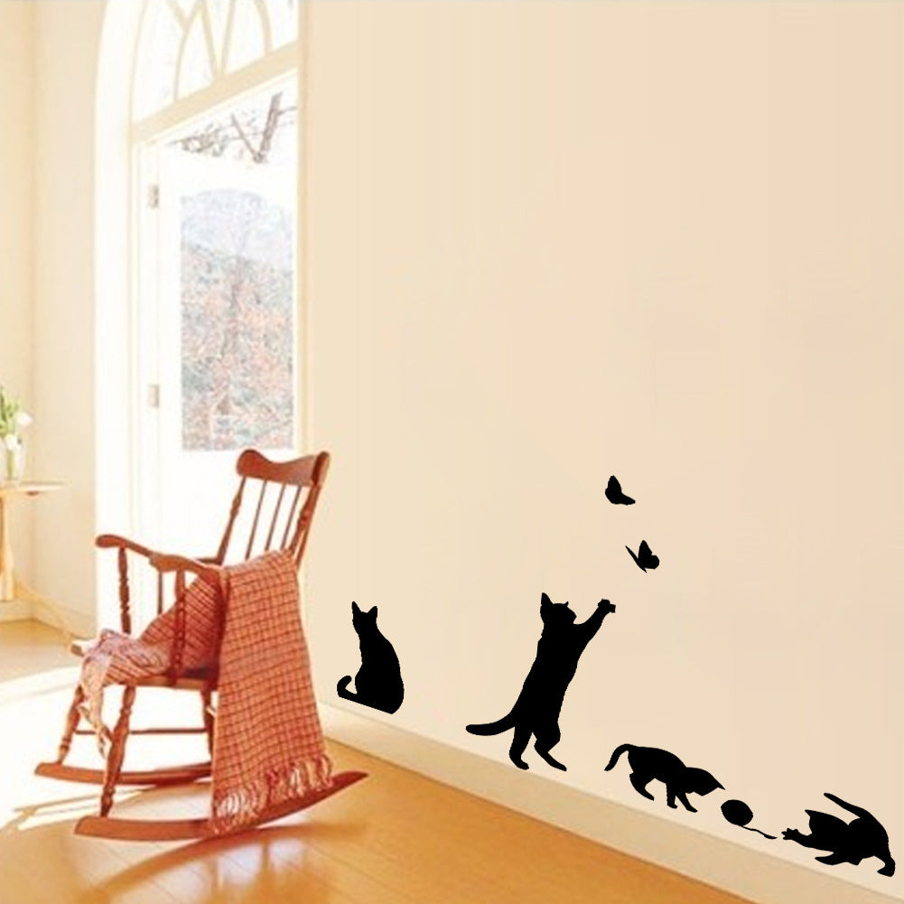 Newly Released at Buy Center: Cat Scratching Butterfly Living Room Bedroom Background Decorative Painting Wall Sticker