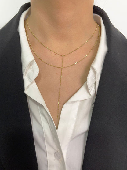 Buy Center Prestige-Fashion Simple Stainless Steel Sequin Chain Double Layer Necklace Gold