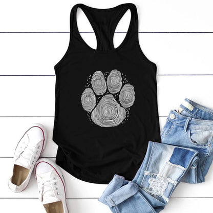 Dog's Paw Cute Foot Print Women's Vest Summer Funny Buy Center