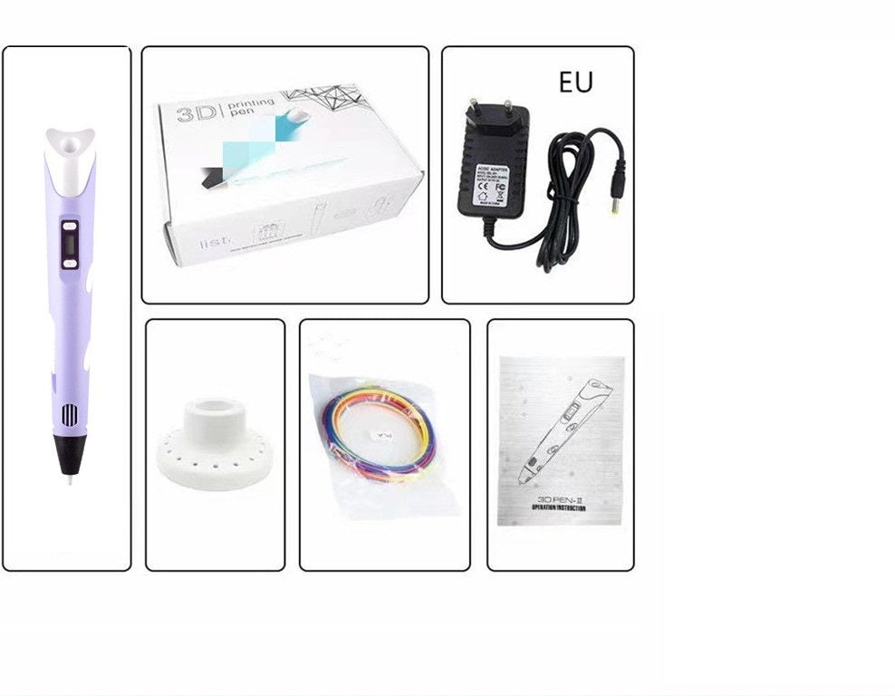 New at Buy Center: Children's 3d Printing Pen Three-dimensional Brush Toy Set Purple pen A set