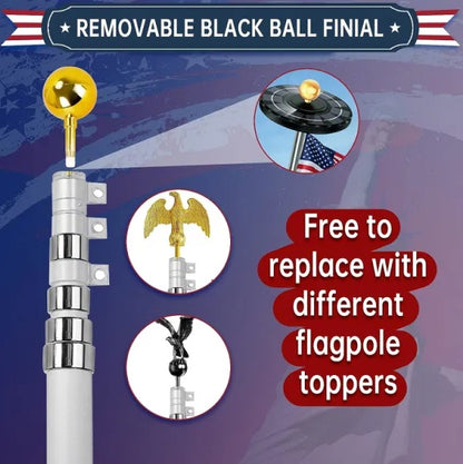 Aluminum Flagpole With US Flag And Ball Buy Center