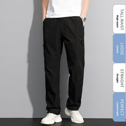 Now Available at Buy Center: Thin Overalls Men's Casual Loose Ultrathin Khaki Straight Black