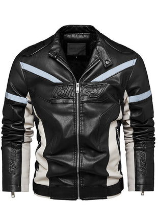 Reflective Strips Fashion Plus Velvet Youth Leather Jacket For Motorcycles