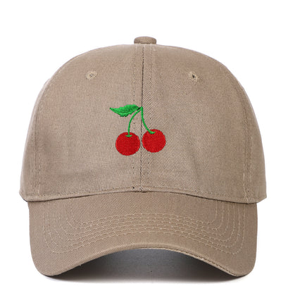 Cherry Embroidered Peaked Cap Outdoor Travel Sun-shade Sun Protection Hat