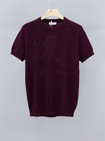 Now Available at Buy Center: Summer Men's Ice Silk Knitted Round Neck T-shirt