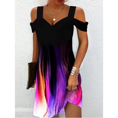 Hot New Items at Buy Center: Cross-border European And American Women's Summer Foreign Trade New Printing Elegant Dress Gradient Color