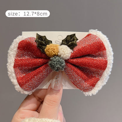 Red Big Bow Fur Ball Hair Accessories Christmas Decorations Buy Center