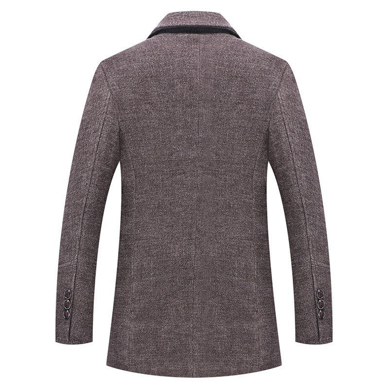 Manteau en laine pour homme automne hiver mode col polo écharpe en coton