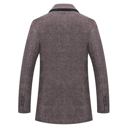 Manteau en laine pour homme automne hiver mode col polo écharpe en coton