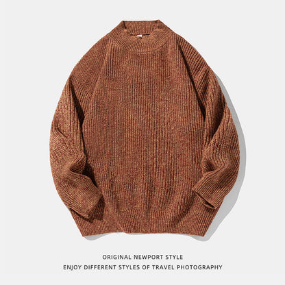 Retro Thick Needle Mock Neck Sweater Autumn And Winter Texture Texture Hemp Dot Jacquard Thickened Buy Center