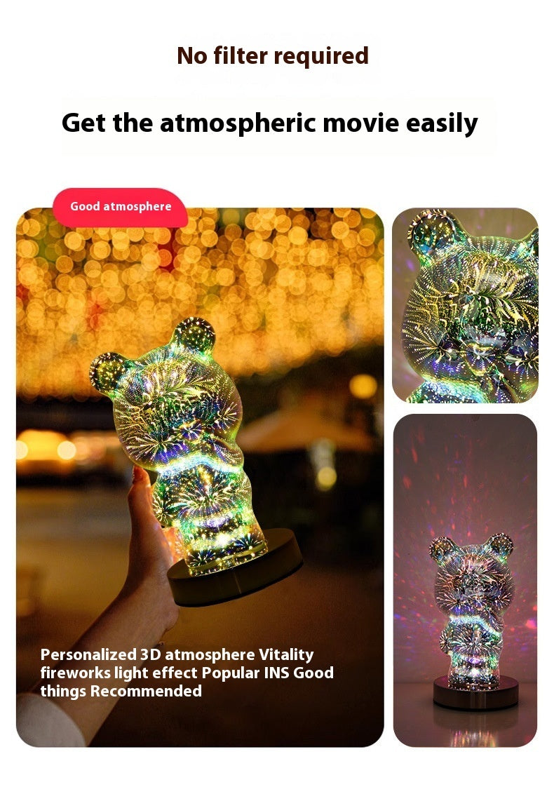 Fresh Arrivals at Buy Center: 3D Glass Multicolor Fireworks Finger Bear USB Dream Atmosphere Bedside Lamp