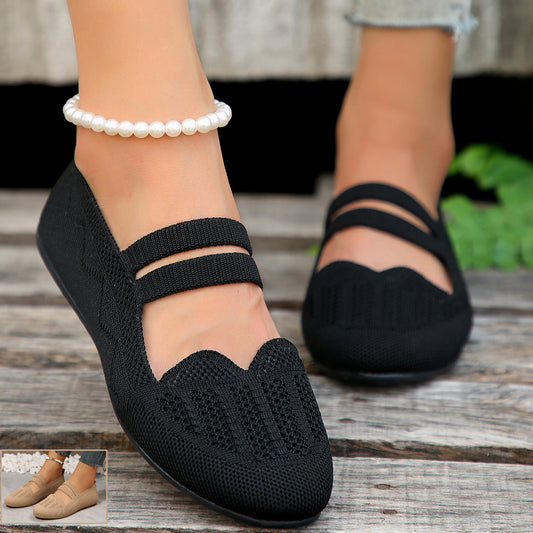 Hot New Items at Buy Center: Casual Mesh Flats Women's Low-cut Round Toe Slip-on Knit Shoes