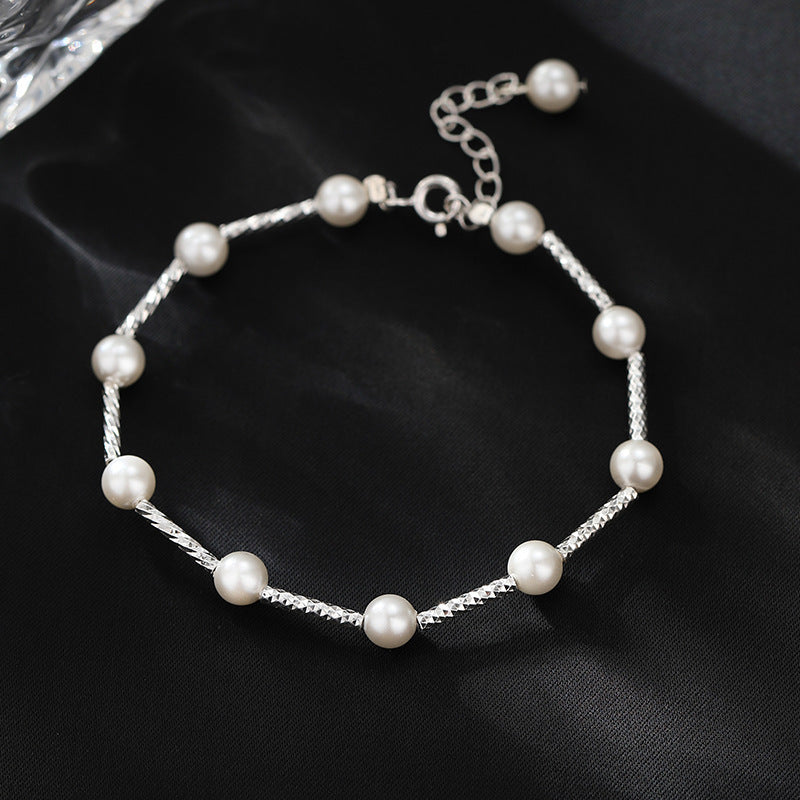 Buy Center Picks-Sterling Silver Starry Silver Pearl Bracelet For Women Starry Pearl Bracelet 925 Silver