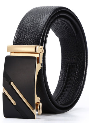 Ceinture d'affaires à boucle automatique en cuir pour homme