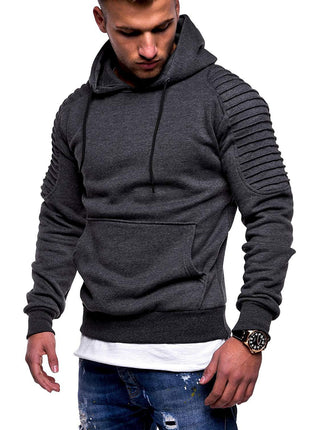 Sudadera con capucha para hombre con mangas raglán plisadas y rayas