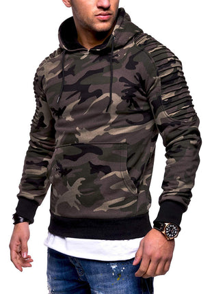 Sudadera con capucha para hombre con mangas raglán plisadas y rayas