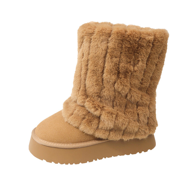 Winter Niche Snow Boots Sleeve Thick Bottom Increased Female Fleece-lined Thickened Short Warm Buy Center