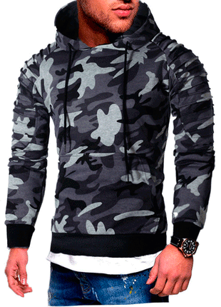 Sudadera con capucha para hombre con mangas raglán plisadas y rayas