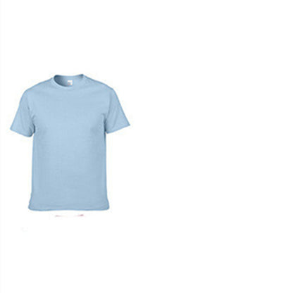 Buy Center Deal-Solid Color Personalized Embroidered T-shirt Light Blue