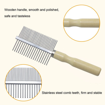 New Wooden Handle Grooming Comb For Dogs Cats Pet