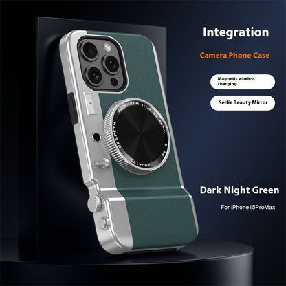 Buy Center Hot Pick-Stereo Camera Phone Case Magnetic Creative Hardshell Dark Night Green