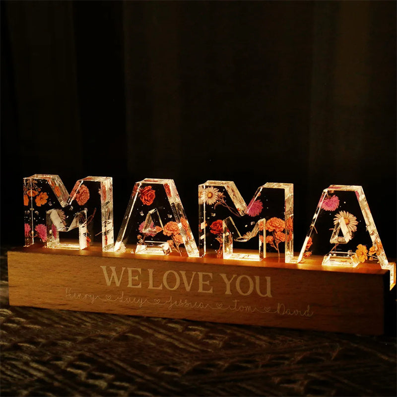 Newly Released at Buy Center: Mother's Day Custom Flower Printed LED Night Light Creative Gift Printing Acrylic Night Light Text Birthday Flower Ornaments