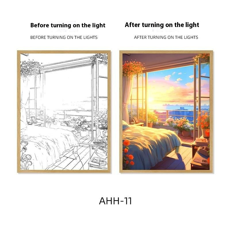 Newly Released at Buy Center: Decorative Painting Small Night Lamp Creative Photo Frame Table Decoration Dusk 11