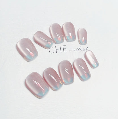 Fresh Arrivals at Buy Center: Handmade Custom Wear Nail Phototherapy Pink Purple Cat's Eye Nail Sticker