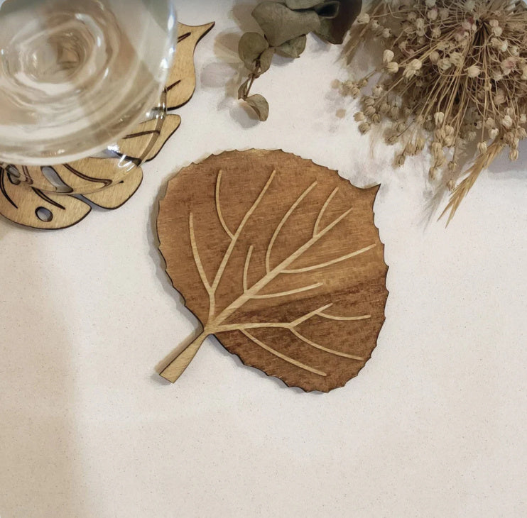 Just Arrived at Buy Center: Hollow Leaves Wooden Coaster Kitchen Anti-scald Non-slip Placemat Dining Table