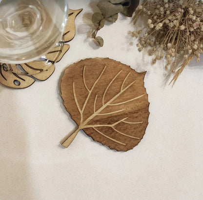 Just Arrived at Buy Center: Hollow Leaves Wooden Coaster Kitchen Anti-scald Non-slip Placemat Dining Table