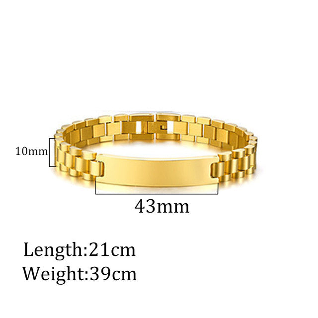 Buy Center Prestige-Stylish Stainless Steel Laser Engraving Bracelet Gold 2Style