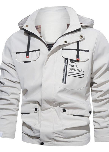 Chaqueta deportiva informal para exteriores con capucha y forro polar para hombre