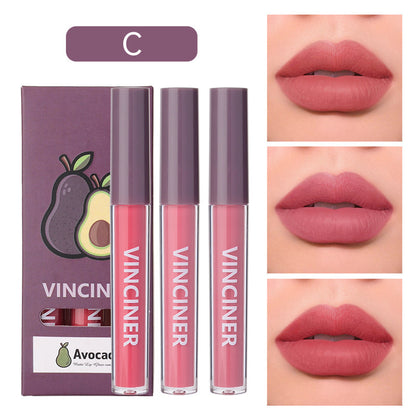 Buy Center Ultimate: 3 Fruits Lip Glaze Set Matte Finish Nonstick Cup