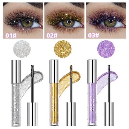 Mascara à paillettes violettes, mascara diamant, épais, brillant, recourbe-cils, extension, maquillage, imperméable, séchage rapide, paillettes, yeux, noir