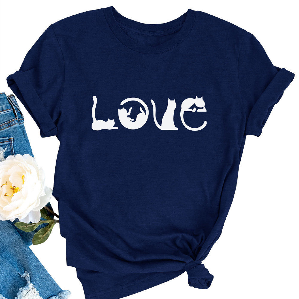 Amazon Valentine's Day LOVE Printed Women's Pullover T-shirt