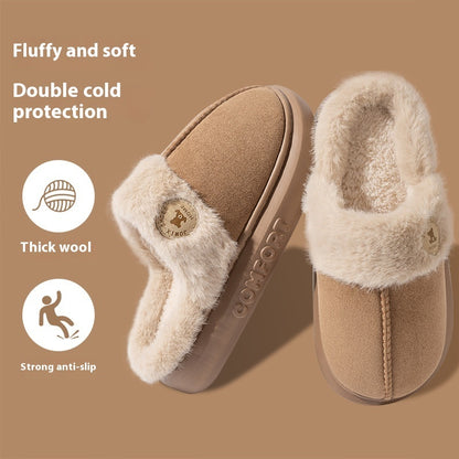 Nuevas pantuflas de felpa para mujer y hombre, pantuflas cálidas de invierno para el hogar, zapatos de forro polar con suela gruesa para interiores